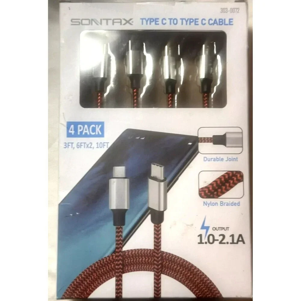 😍SONTAX Type‎ C to Type C Data Cables Durable Braided 4 Pack LOW PRICE